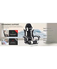 Flynama Massage Gaming Chair with Footrest,Ergonomic Gamer Chair