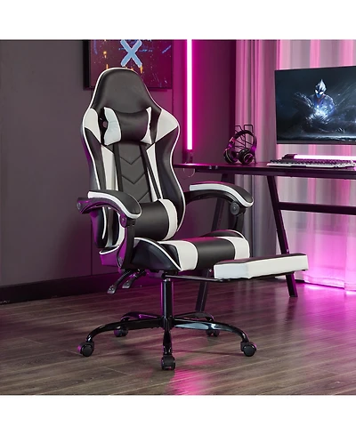 Flynama Massage Gaming Chair with Footrest,Ergonomic Gamer Chair