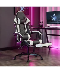 Flynama Massage Gaming Chair with Footrest,Ergonomic Gamer Chair