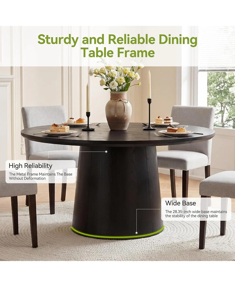 Tribesigns 47.24 Inches Round Dining Table, Modern Wooden Kitchen Table with Heavy-Duty Table Legs, Space Saving Circle Dinner Furniture