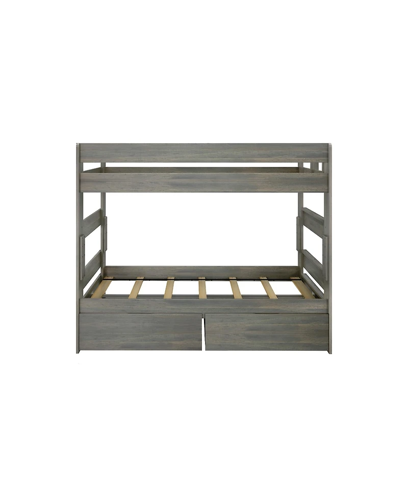 Max and Lily Solid Wood Modern Farmhouse Twin/Twin Bunk Bed with Storage Drawers