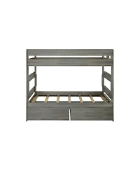 Max and Lily Solid Wood Modern Farmhouse Twin/Twin Bunk Bed with Storage Drawers