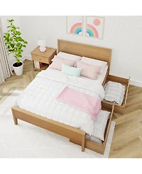 Max & Lily Classic Full-Size Bed with Panel Headboard and Storage Drawers, Pecan