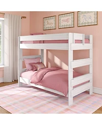 Max and Lily Twin over Bunk Bed, Farmhouse Solid Wood Beds for Kids, Driftwood
