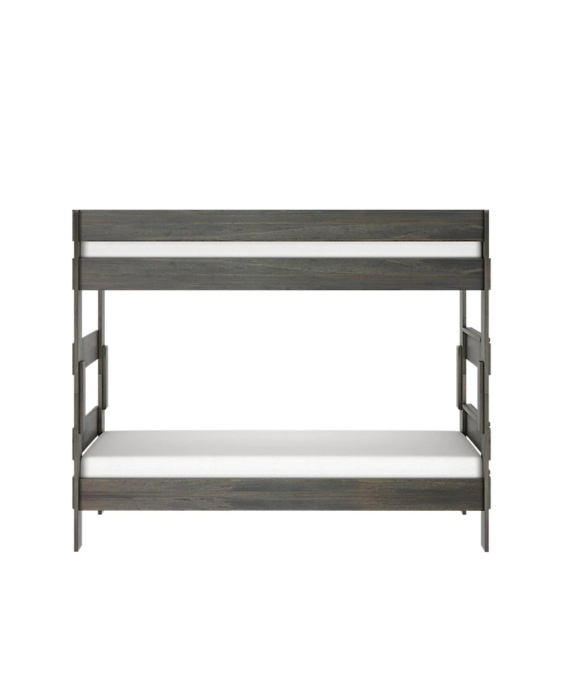Max and Lily Twin over Bunk Bed, Farmhouse Solid Wood Beds for Kids, Driftwood