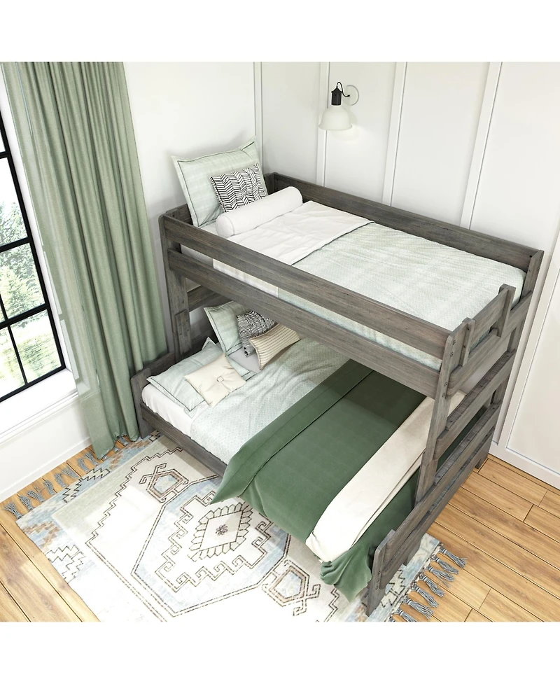 Max and Lily Bunk Bed Twin over Full Size, Modern Farmhouse Solid Wood Beds for Kids
