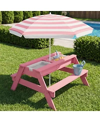 Best Choice Products Kids 3-in-1 Outdoor Convertible Activity Sand & Water Picnic Table w/ Umbrella