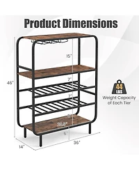 Slickblue 16 Bottle Wine Rack with 5 Tier Shelf and Glass Holder Storage