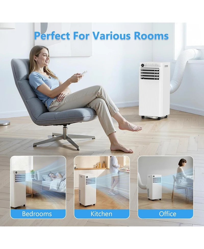 Cowsar 8,000 Btu Portable Ac, 4-in-1 with Timer and Remote
