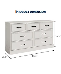 gaomon 7 Drawer Wooden Dresser, 55" Wide Chest with Large Storage for Bedroom or Living Room