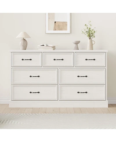 gaomon 7 Drawer Wooden Dresser, 55" Wide Chest with Large Storage for Bedroom or Living Room
