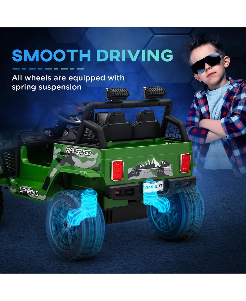 Qaba 12V Ride on Car, Ride on Truck w/ 4 Suspension Wheels,