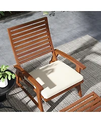 Outsunny 2 Patio Chairs w/ Ottomans & Cushions, Acacia Wood, White
