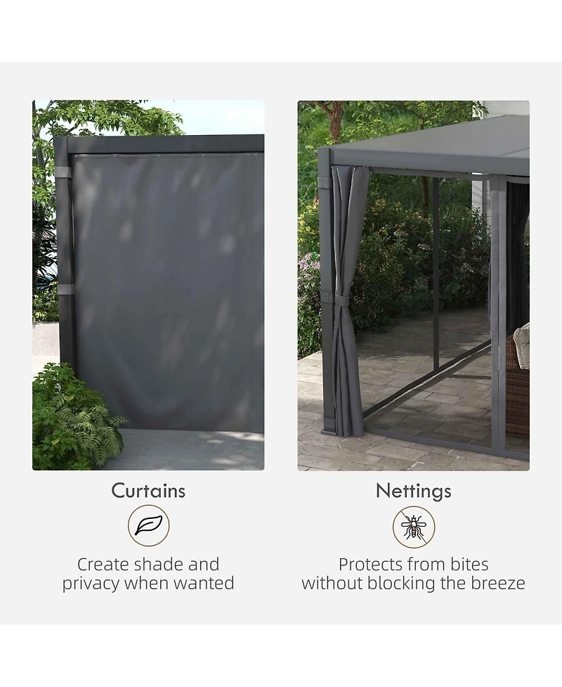Outsunny 12'x19' Aluminum Pergola with Adjustable Louve Roof, Natural
