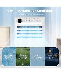 Cowsar 10,000 Btu Portable Ac, 4-in-1 with Timer and Remote