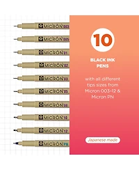 Sakura Pigma Micron Black Ink Multi-tip Set, 10 Pack