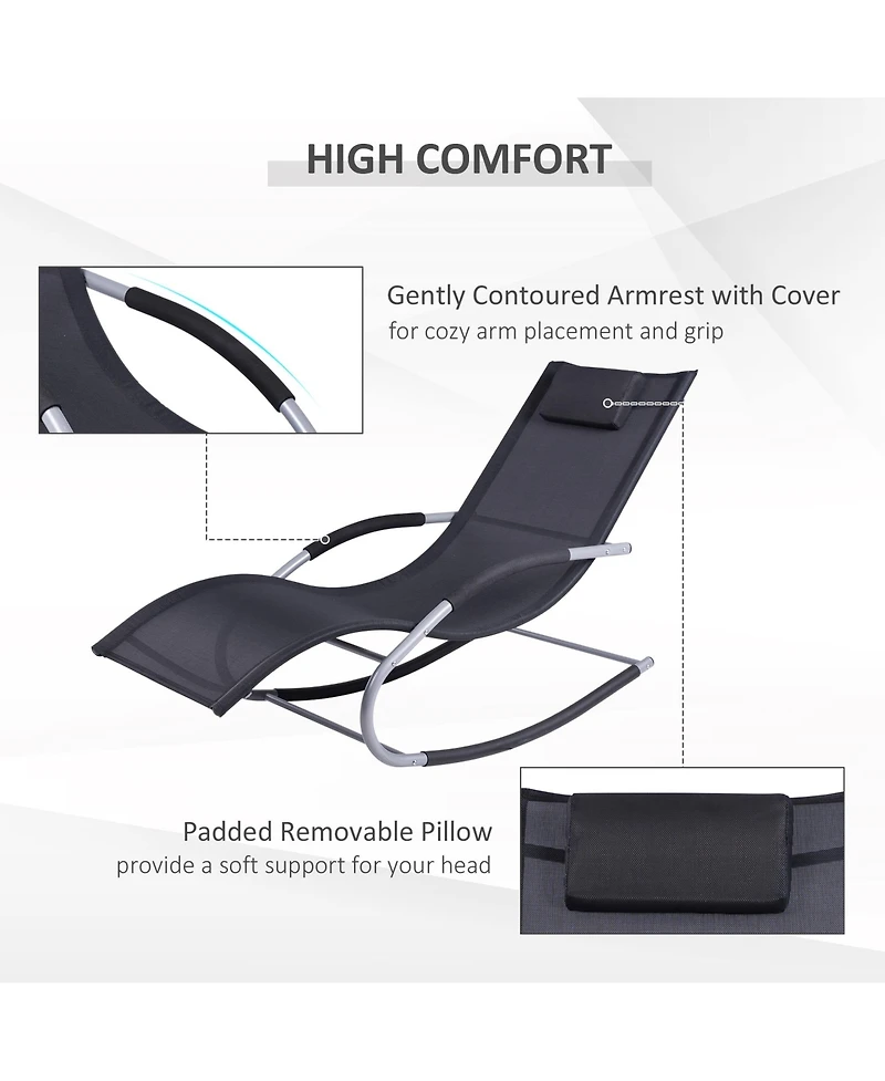 Outsunny Outdoor Rocking Chair, Weather Resist w/ Pillow,