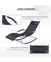 Outsunny Outdoor Rocking Chair, Weather Resist w/ Pillow,