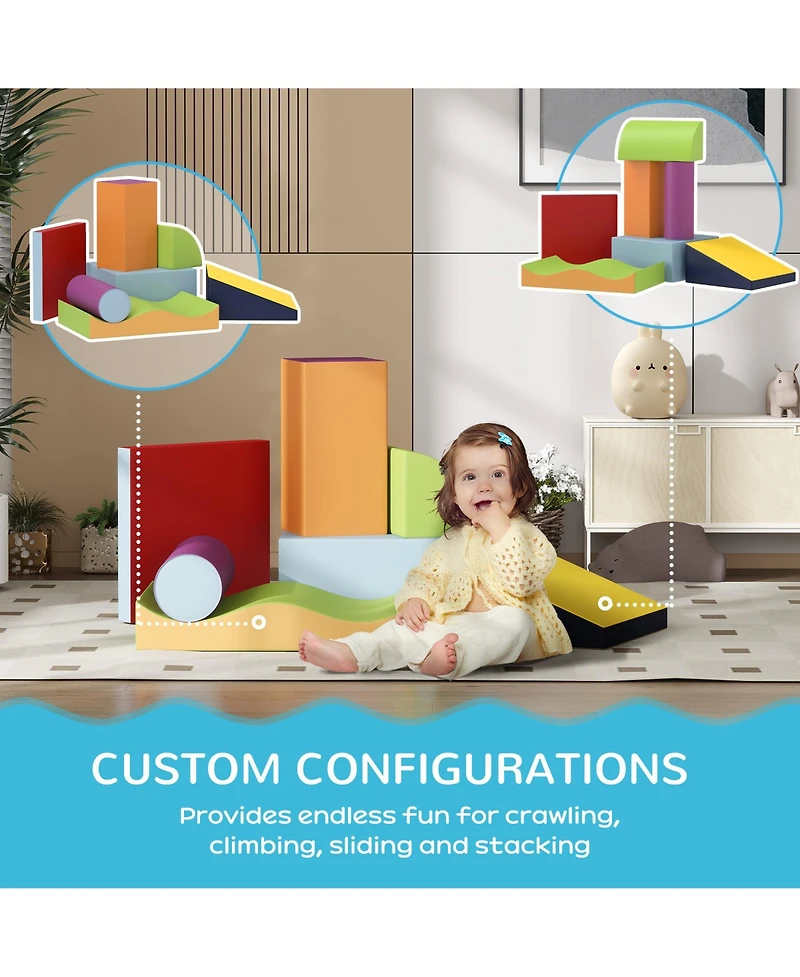 Soozier 7 Piece Plush Soft Kids Playset, Climb, Crawl, Contemporary