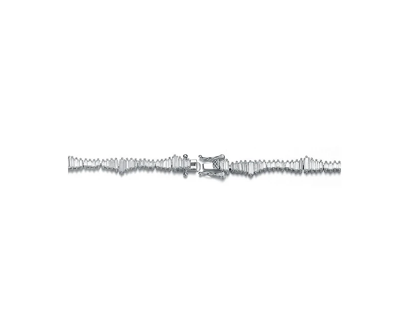 Rachel Glauber White Gold Plated Clear Cubic Zirconia Tennis Bracelet
