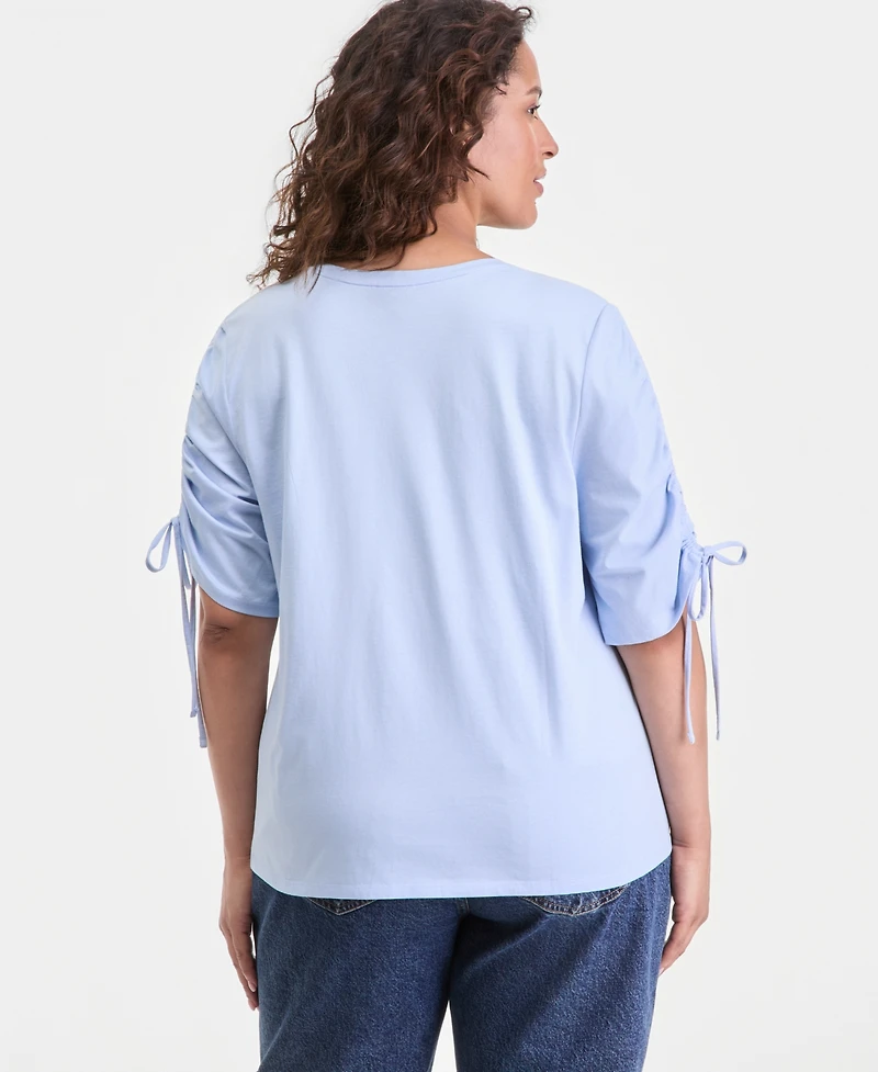 I.n.c. International Concepts Plus Short Tie Sleeve Top, Macy's Exclusive