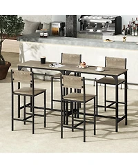 Slickblue Small Space Bar Dining Set 3 Piece with Backrest and Footrest Design