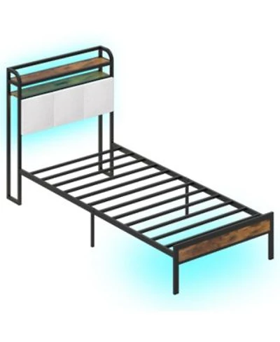Slickblue Modern Bed Frame With Led Lighting Charging Station Storage Platform Bed Design