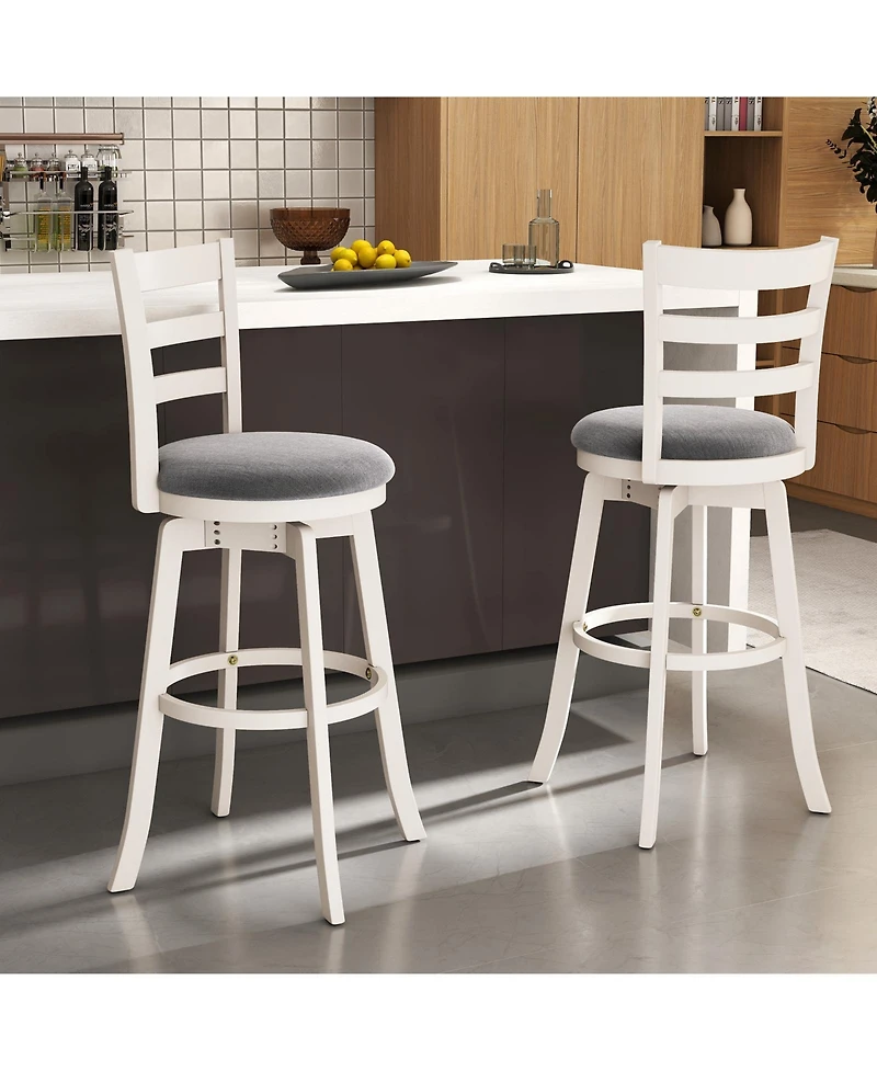 Slickblue Set of 2 Swivel Barstools with Upholstered Seat for Counter