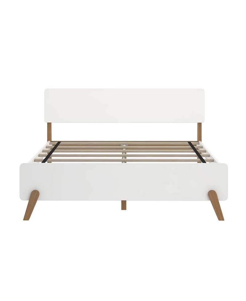 Max & Lily Mid-Century Modern Queen Platform Bed for Kids, Solid Wood
