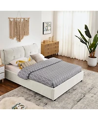 Rainsken Upholstered Platform Bed Frame with Under Bed Storage and Dual Hydraulic System for Kids Teens and Adults