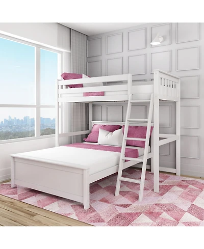 Max & Lily Solid Wood L-Shaped Bunk Bed, Twin over Full with Ladder for Kids,