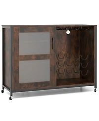 Slickblue Modern Wine Storage Cabinet with Led Lights and Adjustable Shelving