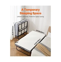 Sugift Folding Rollaway Bed with 5 in Foam Mattress, Twin Size Portable Roll Away Bed Frame, 450 lbs Capacity