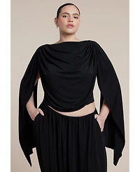 Eloquii Women's Draped Flounce Top