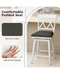 Slickblue Set of 2 Swivel Counter Height Bar Stools with Upholstered Cushion and Support