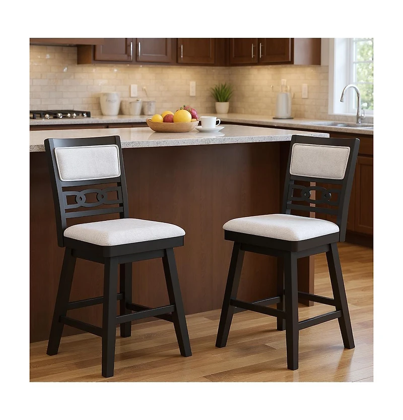 Slickblue Set of 2 Bar Stools with 360degree(s) Rotation Seat and Padded Upholstered Back Support
