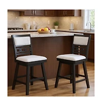 Slickblue Set of 2 Bar Stools with 360degree(s) Rotation Seat and Padded Upholstered Back Support