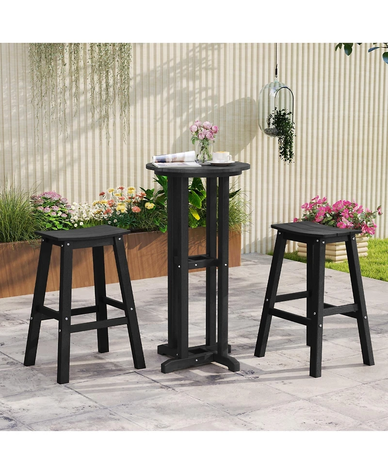 Slickblue Set of 2 Hdpe Outdoor Bar Stools, Armless Saddle Seat Patio Counter Height Chairs