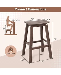 Slickblue Set of 2 Hdpe Outdoor Bar Stools, Armless Saddle Seat Patio Counter Height Chairs