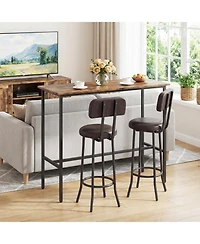 Gymax Industrial Bar Table Set Space-Saving Pub Table and Stools Set for Dining Room