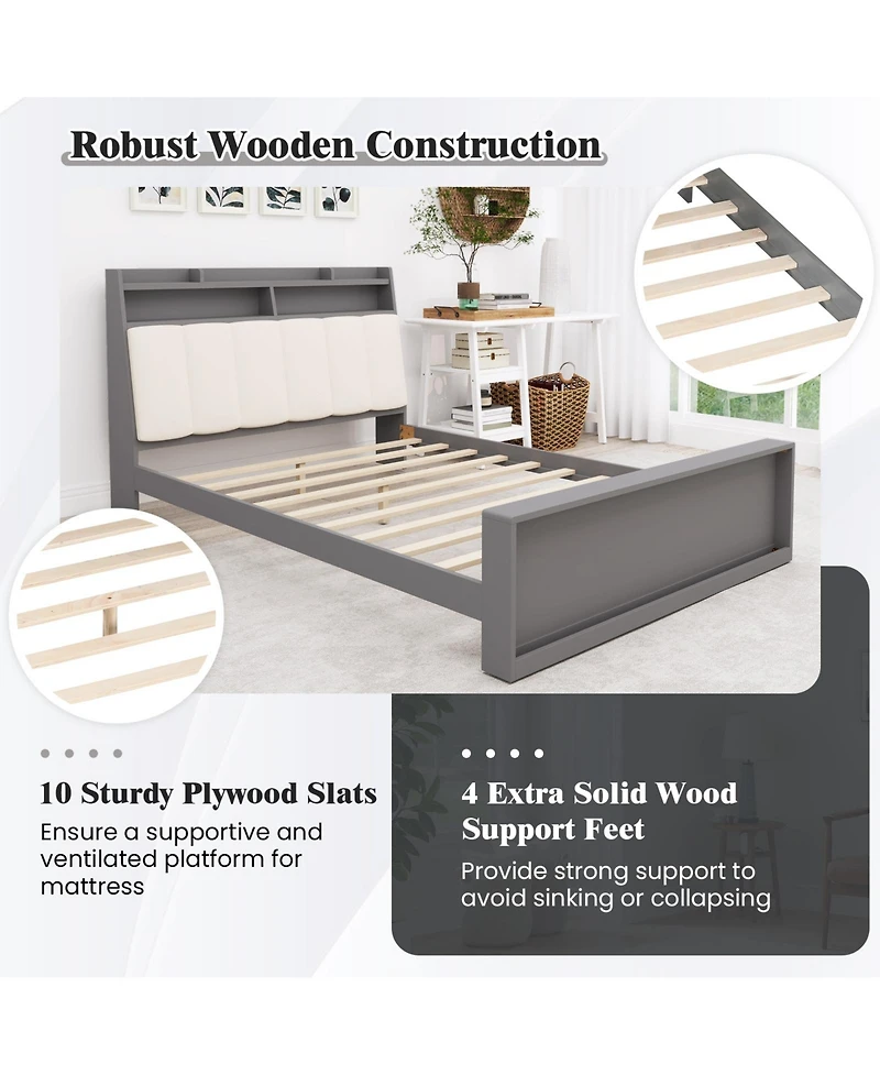 Slickblue Modern Full Size Bed Frame with Storage Platform Design