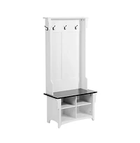 Sugift 32 in Wide Hall Tree Entryway Bench with Coat Hooks, Shoe Storage, and Padded Seat