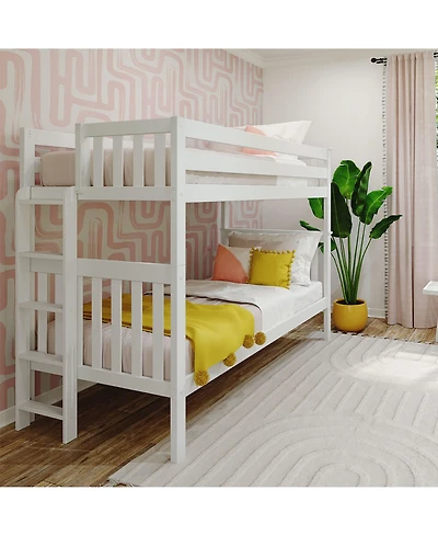 Max & Lily Solid Wood Twin over Bunk Bed with Ladder on End