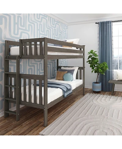 Max & Lily Solid Wood Twin over Bunk Bed with Ladder on End