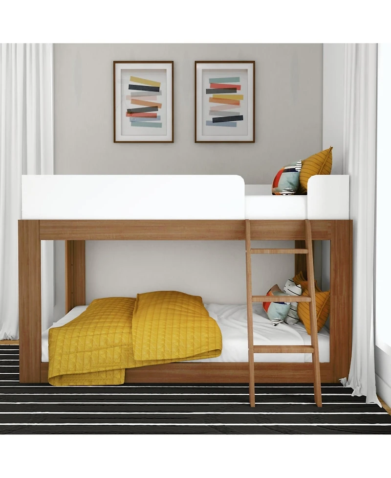 Max & Lily Twin Over Twin Solid Wood Mid Century Modern Bunk Bed