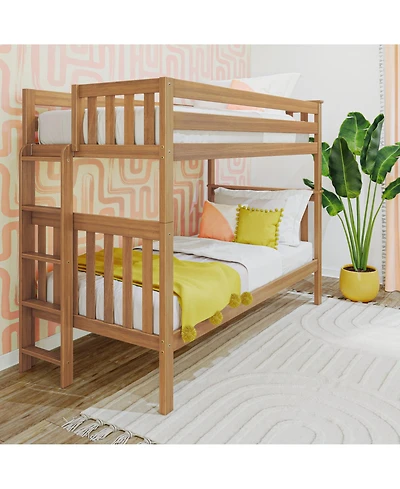 Max & Lily Solid Wood Twin over Bunk Bed with Ladder on End