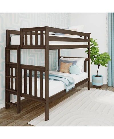 Max & Lily Solid Wood Twin over Bunk Bed with Ladder on End