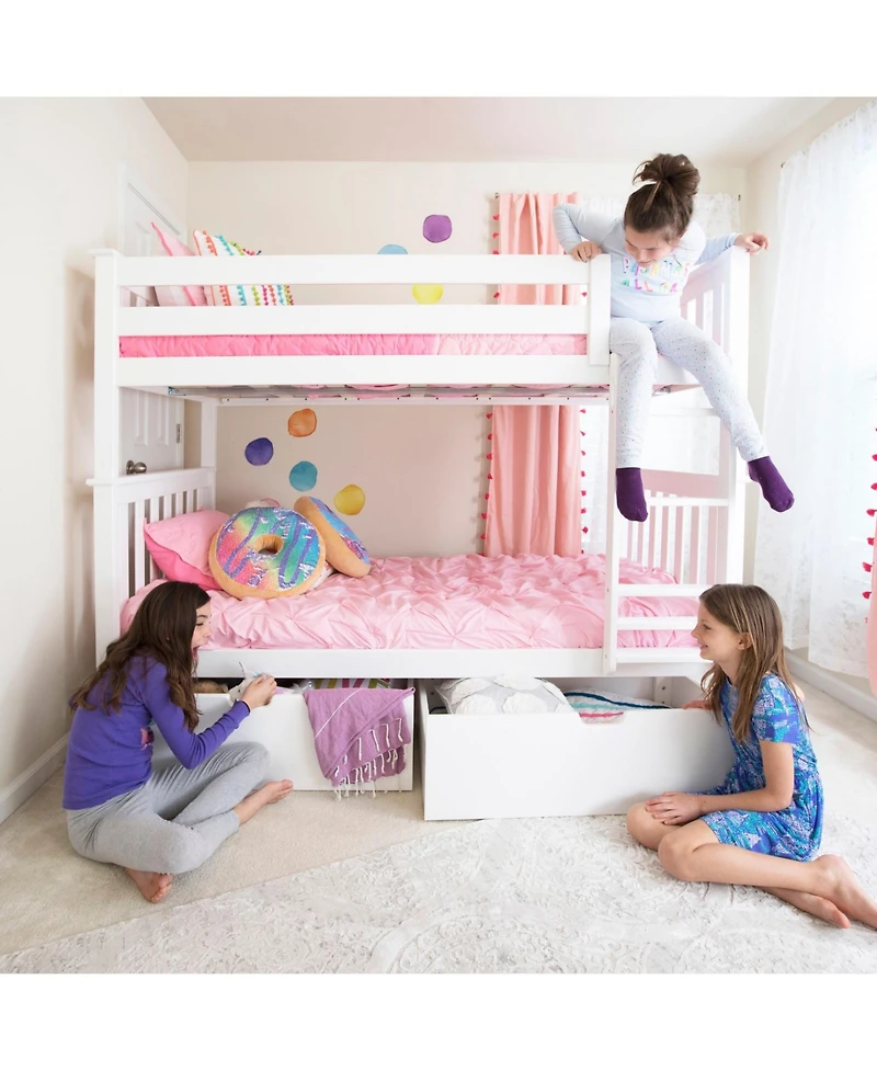 Max and Lily Solid Wood Twin over Bunk Bed for Kids with Underbed Storage Drawers