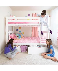 Max and Lily Solid Wood Twin over Bunk Bed for Kids with Underbed Storage Drawers