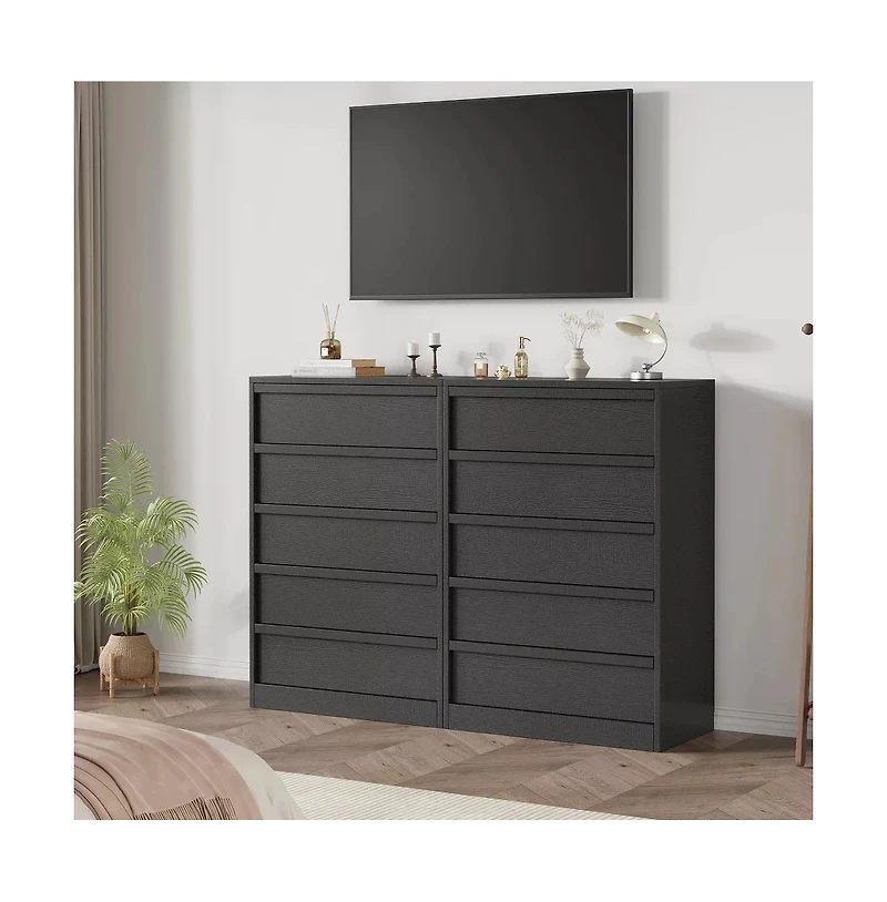 gaomon 5 Drawer Modern Handleless Dresser, 43" Tall Wooden Storage Organizer for Bedroom Living Room Nursery